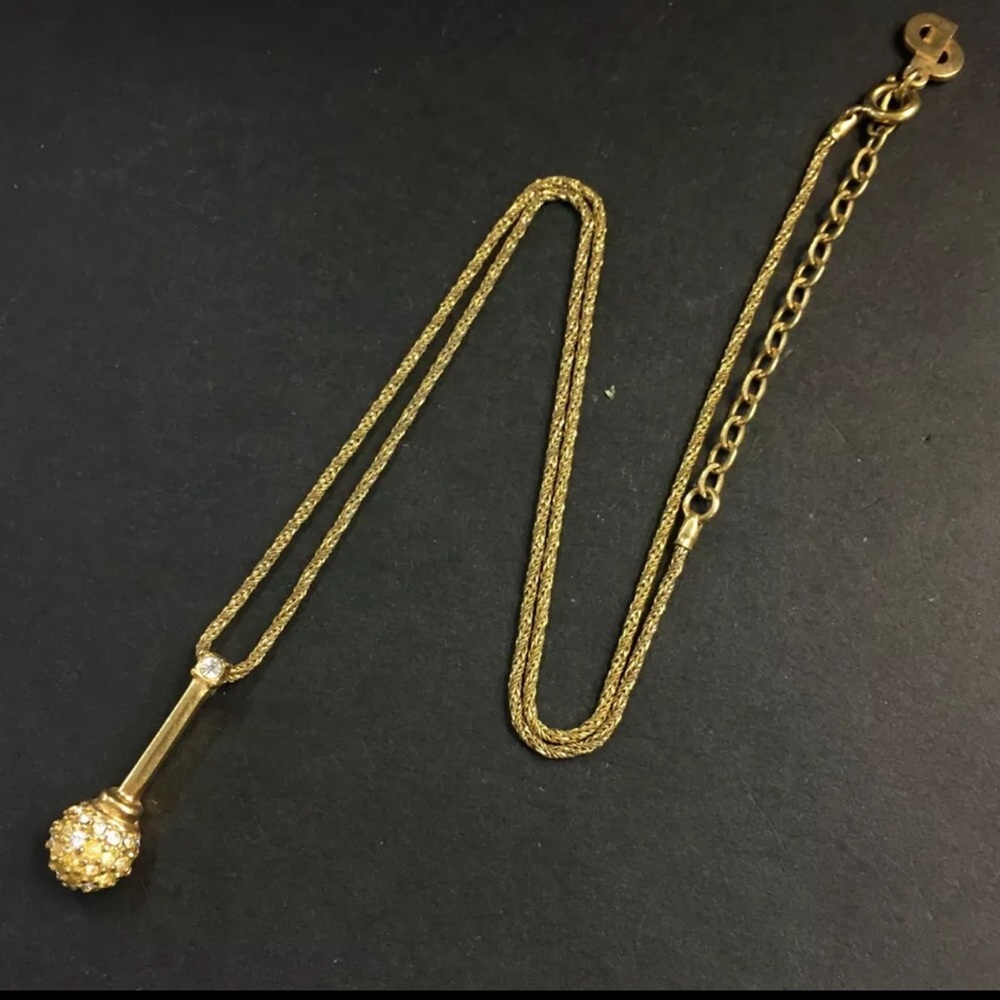 Authentic Vintage Christian Dior rhinestone gold plated necklace